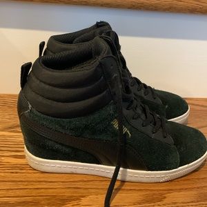 PUMA Black high-top wedge sneaker size 7 1/2